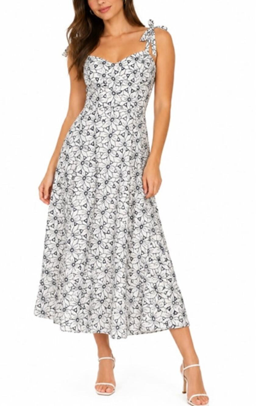 Lulus Magnolia White Eyelet Embroidered Midi Dress Womens Large